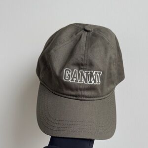 Ganni Dark Olive Baseball Cap